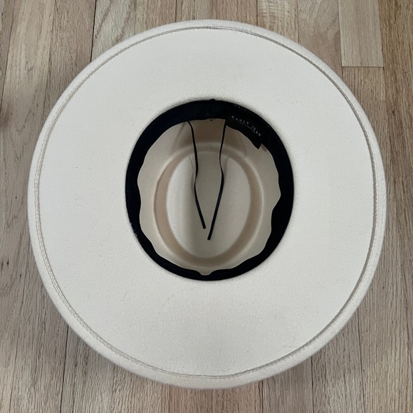 CJLA Womens Cream Wide Brim Vegan Felt Hat One Size Adjustable - Picture 7 of 8